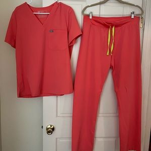 Limited Edition Hot Coral Figs scrub set